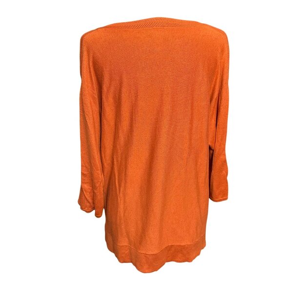 Chico's Sweater Size 3 XL Orange 3/4 Sleeve Touch of Cashmere Shirt Top - Picture 2 of 11